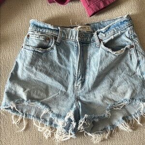 Abercrombie & Fitch Light Blue Frayed Jean Shorts
